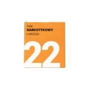 Opakowanie testu narkotykowego z moczu BISAF 22w1 w kolorze pomarańczowym z oznaczeniem liczby paneli i nazwą produktu.
