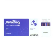Test narkotykowy VivaDiag VivaChek z kasetką testową i widocznymi paskami do wykrywania substancji.